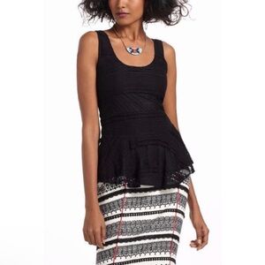 GANNI Black Lace Peplum Top. XS